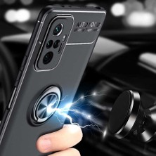 Kip GSM Xiaomi Redmi Note 10 Pro Kılıf Metal Yüzüklü Standlı Yumuşak Ravel Silikon Kapak