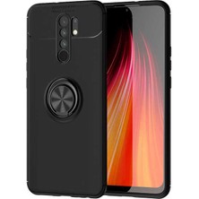 Kip GSM Xiaomi Redmi 9 Kılıf Metal Yüzüklü Standlı Yumuşak Ravel Silikon Kapak