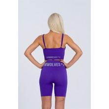 Gymwolves Kadın Spor Şort | Mor | Dikişsiz Spor Şort | Fitilli | Anvelop Model |