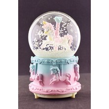 Home Dekor Hediye Sevgiliye Hediye Unicorn Pembe Mavi Orta Boy Kar Küresi Işıklı Müzikli 12CM Boy