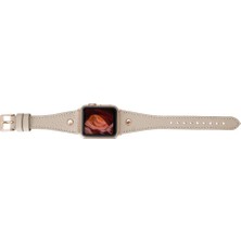 Bouletta Apple Watch Uyumlu Deri Kordon 38-40-41MM Slim Rg Troklu Erc3 Bej