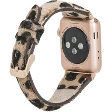 Bouletta Apple Watch Uyumlu Deri Kordon 42-44-45MM Slim LEO1N Tüylü Leopar