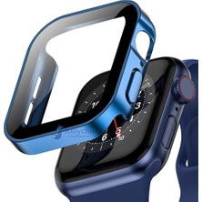 Loges Apple Watch 44MM Temperli Düz Kenar Kılıf Kasa Ekran Koruyucu 360 Tam Koruma Waterproof Shockproof