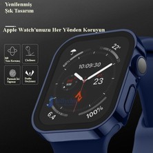 Loges Apple Watch 44MM Temperli Düz Kenar Kılıf Kasa Ekran Koruyucu 360 Tam Koruma Waterproof Shockproof