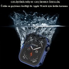 Loges Apple Watch 44MM Temperli Düz Kenar Kılıf Kasa Ekran Koruyucu 360 Tam Koruma Waterproof Shockproof