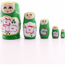 Home Decor Sevgiliye Hediye Ahşap Tombul Iç Içe Matruşka Bebek Yeşil Set 5li Büyük Boy