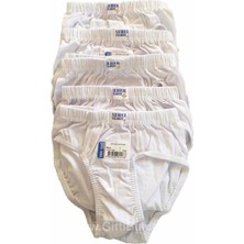 Seher Yıldızı Seher Erkek Çocuk Pamuklu Slip Külot 0037 - 6 Adet Beyaz Yumuşak Dokulu %100 Coton Pamuk