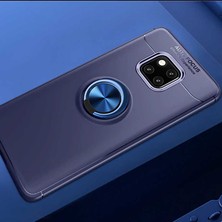 Kip GSM Huawei Mate 20 Pro Kılıf Metal Yüzüklü Standlı Yumuşak Ravel Silikon Kapak