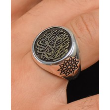 Prestige Gümüş 925 Ayar Gümüş Erkek Yüzüğü ( La Ilahe Illallah Muhammeden Resulullah ) Yazlı