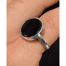 Prestige Gümüş Gümüş Erkek Yüzük Siyah Oniks Taşlı