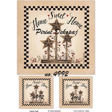 Lineart 4992 Country, Yıldız, Dama, Home Sweet Home Pirinç Dekopaj 30X42