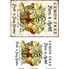 Lineart YAZ15 Sepet Içinde Limon Desenli Pirinç Dekopaj 30X42