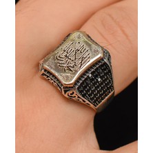 Prestige Gümüş 925 Ayar Gümüş Erkek Yüzüğü ( La Ilahe Illallah Muhammeden Resulullah ) Yazlı