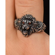 Prestige Gümüş 925 Ayar Gümüş Erkek Yüzüğü Aslan Figürlü