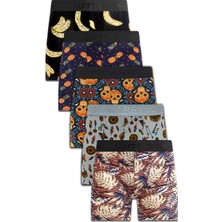 Harry Jones Erkek 5'li Desenli Renkli Pamuklu Premium Hijyenik Paket Boxer