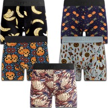 Harry Jones Erkek 5'li Desenli Renkli Pamuklu Premium Hijyenik Paket Boxer
