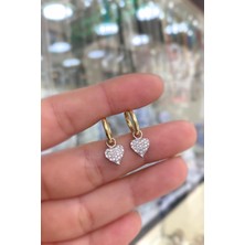 Erer Gümüş Gümüş Kalpli Bayan Taşlı Küpe HR4629E3