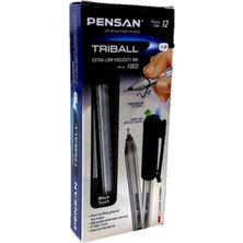 Pensan Siyah Tükenmez Kalem Triball 1.0 mm Bilye Uç Siyah 12 Li (1 Paket 12 Adet)