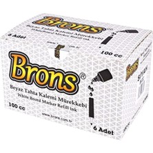Brons BR-355 Beyaz Tahta Kalem Mürekkebi 100 cc Kırmızı 6 Lı (1 Paket 6 Adet) Tx