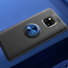 Kip GSM Huawei Mate 20 Pro Kılıf Metal Yüzüklü Standlı Yumuşak Ravel Silikon Kapak