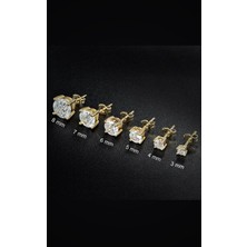 Erer Gümüş Gümüş Altın Kaplama Tek Taş Küpe