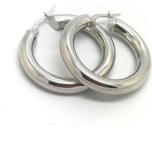 Erer Gümüş  Gümüş 2,2 cm Kalın Bombeli Halka Küpe DY18R64