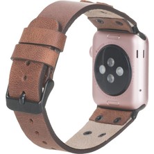 Bouletta Apple Watch Uyumlu Deri Kordon Cross 42-44-45MM Bt TN02 Kahve