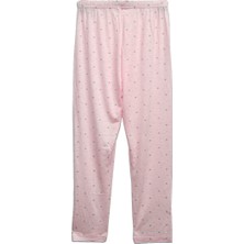 Angelina Kadın Pembe Kalp Desenli Düğmeli Bambu Uzunkollu Pijama Takımı