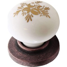 Badem10 Eymen Düğme Çekmece Dolap Kapak Kulpu Kulbu Antik Bakır Seramik Kulp