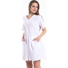 Sense Cep Detaylı Mini Elbise | ELB34254 Ekru
