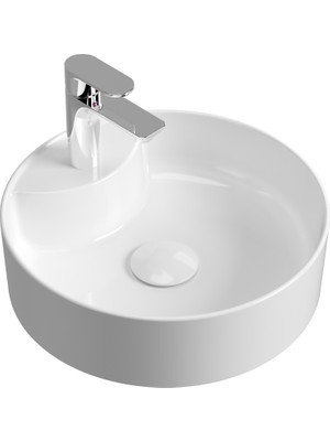 Aqua Bagno "bianzo" Tezgah Üstü Lavabo,batarya Delikli,42 cm Beyaz