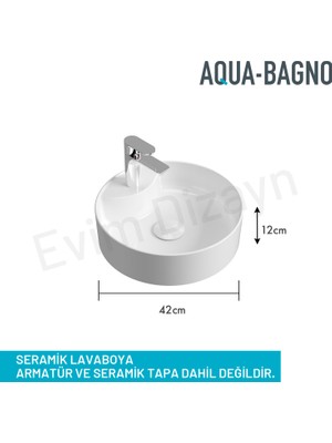 Aqua Bagno "bianzo" Tezgah Üstü Lavabo,batarya Delikli,42 cm Beyaz