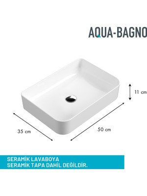 Aqua Bagno "mestola"  Tezgah Üstü Lavabo Batarya Deliksiz  35X50 cm Beyaz