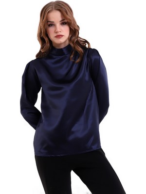 Mois Atelier Saten Büzgülü-Pileli Bluz, Tasarım, Büyük Beden, Tesettür