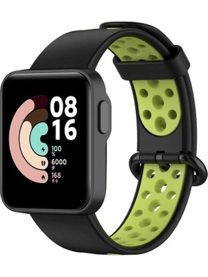 Case 4U Xiaomi Redmi Watch 2 Lite Kordon Kayış Spor Delikli Esnek Silikon KRD-02 Siyah - Yeşil