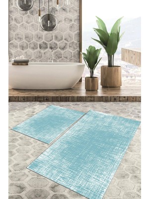Viyana Home Dijital Baskılı Kaymaz Tabanlı Yıkanabilir 2'li Set Banya Halısı Klozet Takımı Paspas VHKZ-HS-183