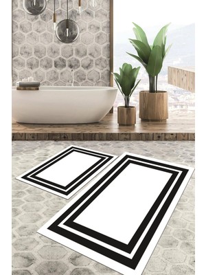 Viyana Home Dijital Baskılı Kaymaz Tabanlı Yıkanabilir 2'li Set Banya Halısı Klozet Takımı Paspas VHKZ-HS-552