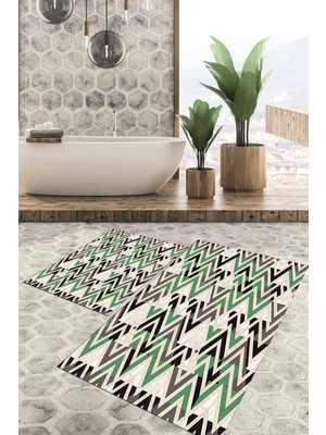 Viyana Home Dijital Baskılı Kaymaz Tabanlı Yıkanabilir 2'li Set Banya Halısı Klozet Takımı Paspas VHKZ-HT-785