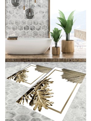 Viyana Home Dijital Baskılı Kaymaz Tabanlı Yıkanabilir 2'li Set Banya Halısı Klozet Takımı Paspas VHKZ-HT-848