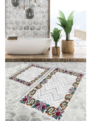 Viyana Home Dijital Baskılı Kaymaz Tabanlı Yıkanabilir 2'li Set Banya Halısı Klozet Takımı Paspas VHKZ-SD-238