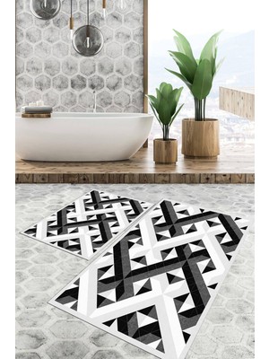 Viyana Home Dijital Baskılı Kaymaz Tabanlı Yıkanabilir 2'li Set Banya Halısı Klozet Takımı Paspas VHKZ-SD-941