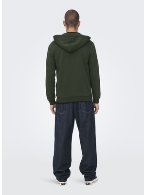 Only & Sons Yeşil Erkek Sweat Shirt Onsceres Zip Thr. Hoodie Sweat Noos