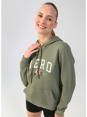 Aeropostale Kapüşon Yaka Nakışlı Yeşil Kadın Sweat Shirt K-2971