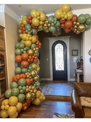 Trend Hediye Sepeti Krom Gold Zerdeçal Yanık Turuncu Ada Çayı Balon 50 Adet ve 5 M Balon Zinciri