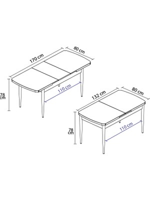 Rovena Mateo Beyaz 80X132  Yemek Masası Takımı 4 Sandalyeli