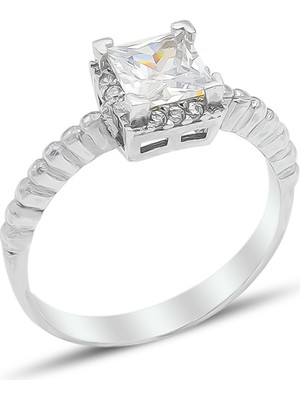 Midyat Nurtaş Gümüş Baget Zirkon Taşlı Tektaş Kadın Gümüş Yüzük 201021358