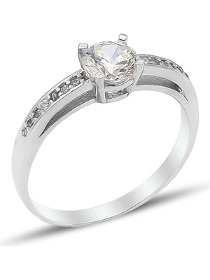 Midyat Nurtaş Gümüş Zirkon Taşlı Tektaş Kadın Gümüş Yüzük 201021357