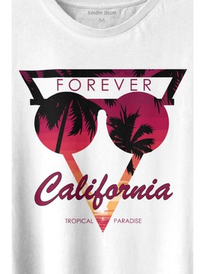 Kendim Seçtim California Forever Yaz Minimal Good Vibe Baskılı Tişört Unisex T-Shirt