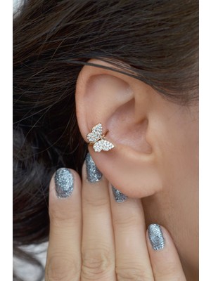 Sacce Scarves&Accessories Sıkıştırmalı Kıkırdak Küpesi Kelebek Earcuff