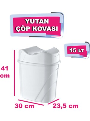 Tuffex Yutan Kapaklı Mutfak Banyo Çöp Kovası 15 Lt - Beyaz